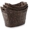 Casafield Set of 3 Stackable Oval Laundry Baskets with Handles, Woven Water Hyacinth Storage Totes for Throw Blankets, Bathroom, Bedroom, Living Room